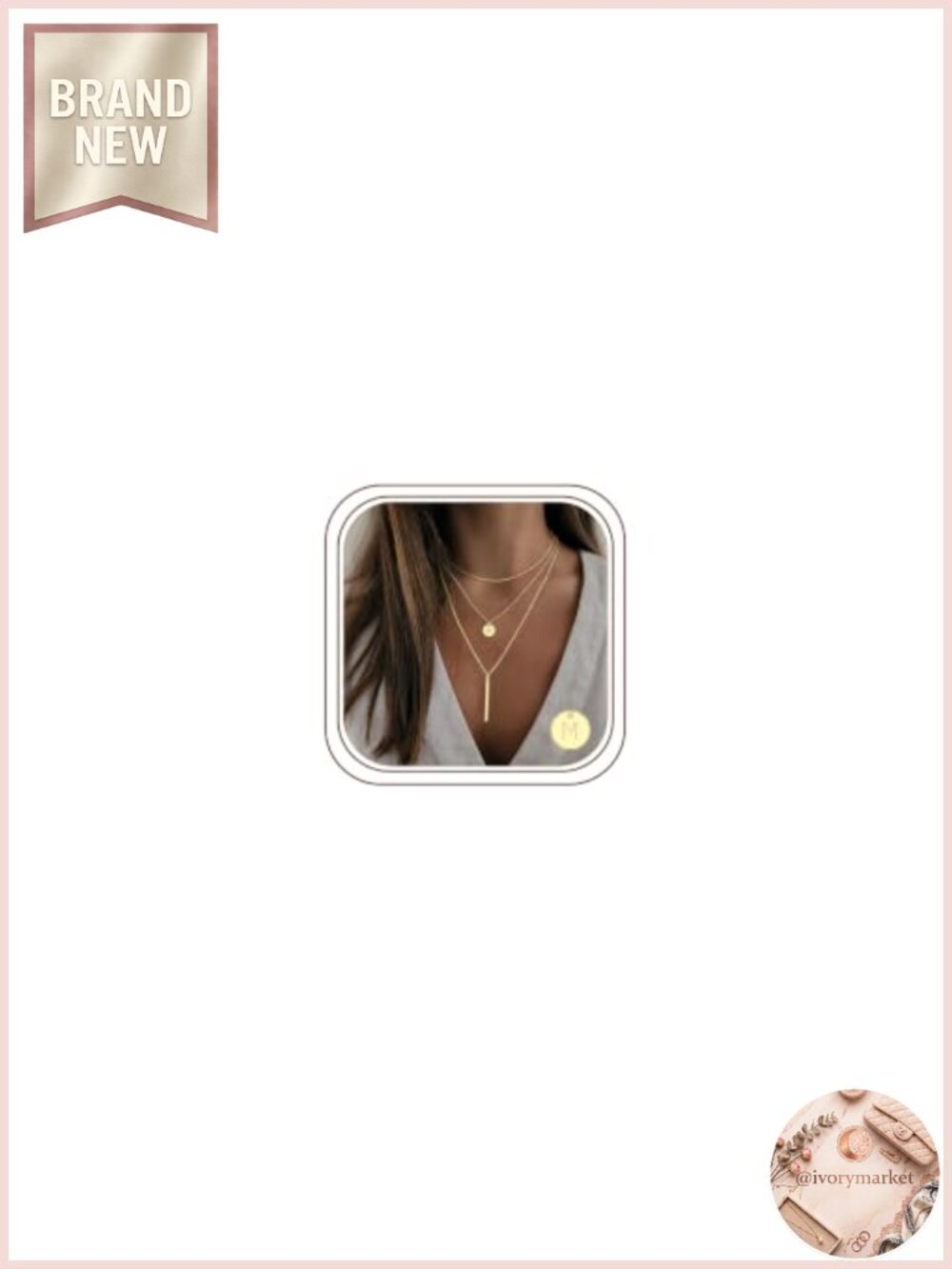 14K-Gold-Plated Layered Initial Necklace for Women, Multi Bar Y-Necklace,